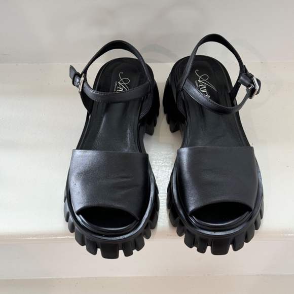 Azura Black Chunky Platform Sandals - Picture 9 of 17